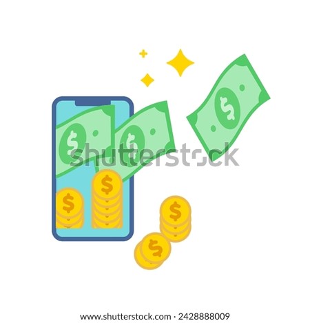 Earn money with your smartphone. Vector illustration that is easy to edit.