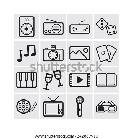 Set of simple entertainment icons