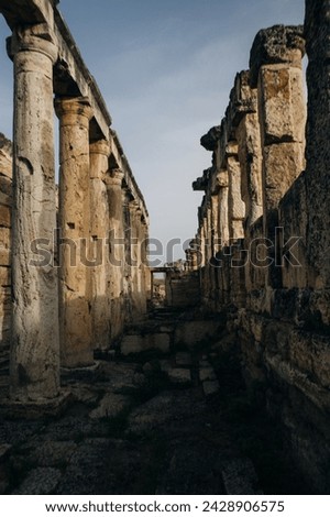 ancient basilica in antique city Hierapolis, Pamukkale, Turkey. High quality photo