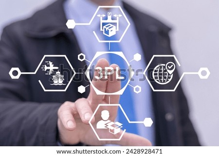 Third Party Logistics ( 3PL ) Business concept. Integrated warehousing and transportation operation service. Cargo export, import. Air, road, maritime delivery. Inventory outsourcing fulfillment. Royalty-Free Stock Photo #2428928471