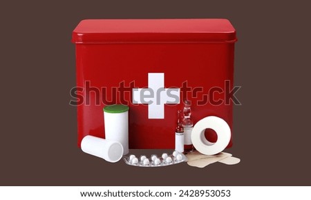 first aid kit in isolated background