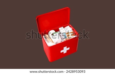 first aid kit in isolated background