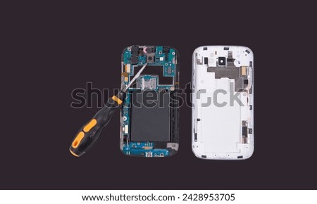 mobile phones in isolated background.