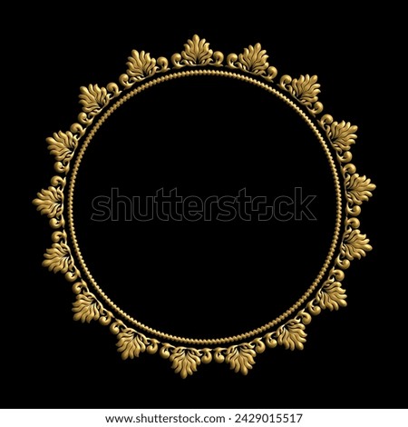 Antique Round Gold Frames Clipart Collection and Baroque Vintage Golden Clip Art for Elegant Designs, damask circular, caligraphy border, wedding