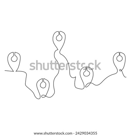 Continuous single line traffic one line map location pin art drawing design vector illustration