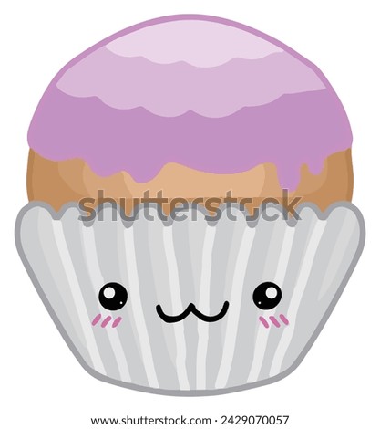 A sweet dessert illustration featuring a munchkin with purple sugar glaze on parchment paper.