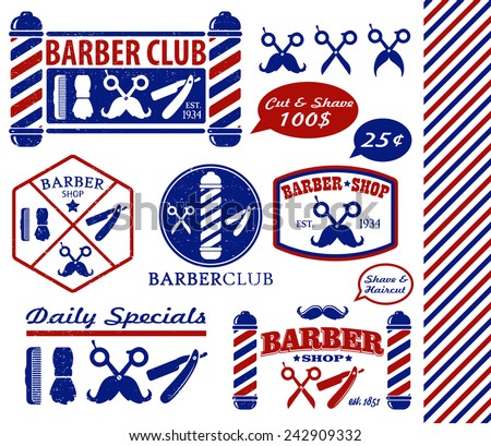 Set Of Vintage Barber Shop Badges Royalty-Free Stock Photo #242909332