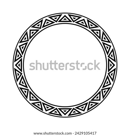 Round geometrical maori border frame design. Simple. Black and white. African, maya, aztec, ethnic, tribal style.