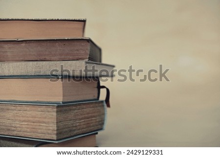Stack of old books on white background, history,school