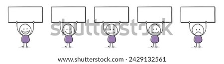 Business concept. Funny stickman blank board. Vector