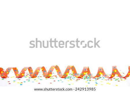 Party and carnival utensils and decoration. All on white background
