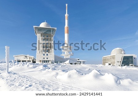 Winter at Weather Station on Brocken Mountain in Harz Mountains,Germany Royalty-Free Stock Photo #2429141441
