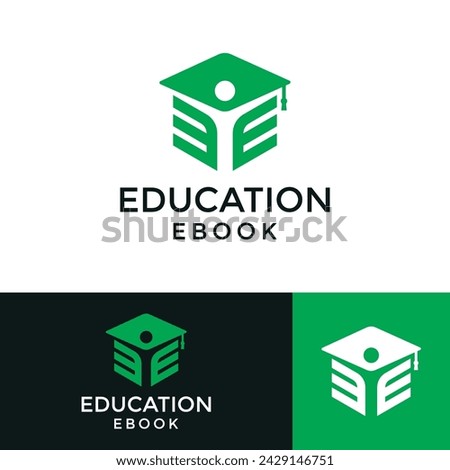 abstract letter e with book logo, education logo design vector illustration