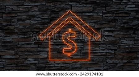 Neon sign on a brick wall, house for rent concept.