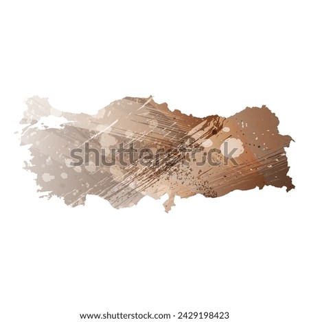 High detailed vector map. Turkey. Watercolor Style. Beige and brown color.