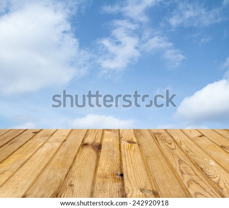 sky background with with wooden planks