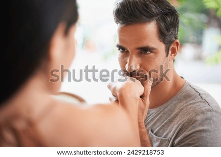 Hand, kiss or couple on date at restaurant for marriage commitment, anniversary or celebration. Romantic man, woman or honeymoon in Italy or relationship with love, connection or bonding together