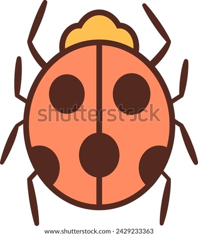 Cute ladybug or ladybird simple flat design. Simple Drawn. Retro style insect, beetle Clipart Isolated on White Background. Perfect For Poster Card Invitation Tshirt Vector illustration