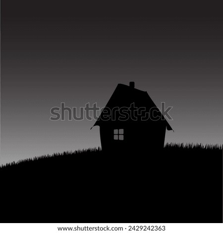 house on the hill at night. Vector illustration