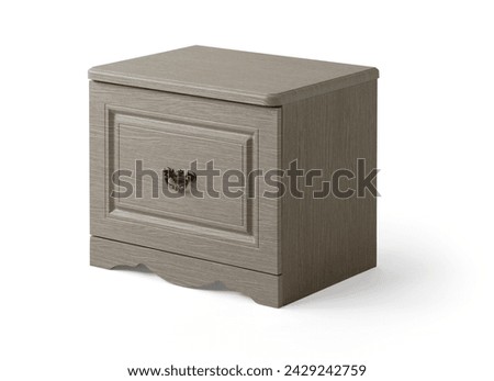 wood bedside table . Modern designer nightstand isolated on white background corner view. 