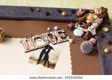 the decorated frame with an inscription "love"