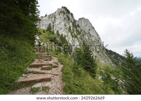 Hiking trail on the ,,Grosser Mythen" a beautiful mountain 1,898 m high in the canton of Schwyz in Switzerland.  Royalty-Free Stock Photo #2429262669