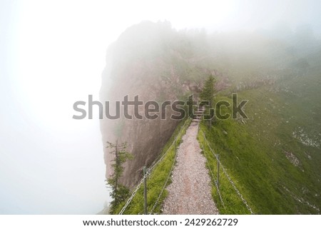 Hiking trail on the ,,Grosser Mythen" a beautiful mountain 1,898 m high in the canton of Schwyz in Switzerland.  Royalty-Free Stock Photo #2429262729