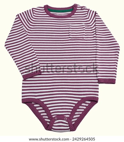 Baby Unisex Colorful Multi Striped Knit Bodysuit Sweater  and Color block Long Sleeve Bodysuit Sweatshirt. Striped Knit  Bodysuit and Knitwear Sweatshirt on Isolation White Background.