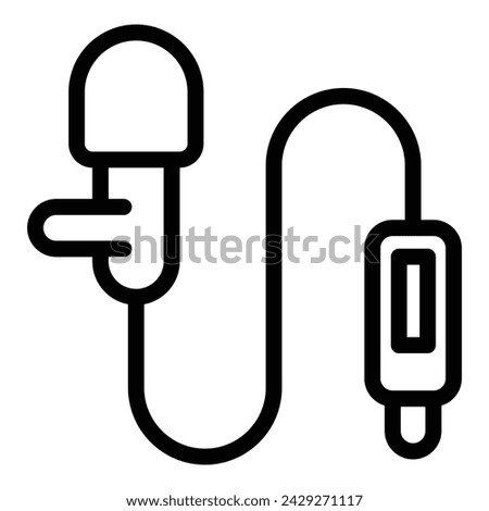 Discreet audio device icon outline vector. Broadcast lavalier mic. Clothing clipping microphone