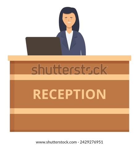 Reception table service icon cartoon vector. Work adult. Visitor client