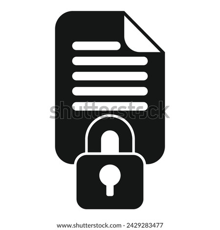 Secured locked document icon simple vector. Illegal protection. Alarm crime