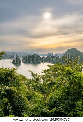 Halong Bay, Vietnam - August 26, 2023: View of the bay from Ti Top viewpoint Royalty-Free Stock Photo #2429304763
