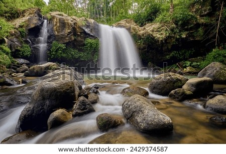 Panglebur Gongso Waterfall in Kendal, Central Java Royalty-Free Stock Photo #2429374587