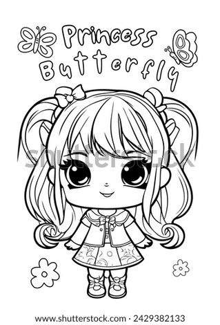 coloring pages, little princess butterfly edition for children to train motor skills