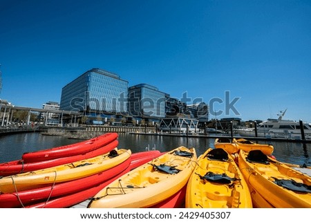 Kayaks and paddleboards rental at recreation pier in the Wharf in Washington, D.C