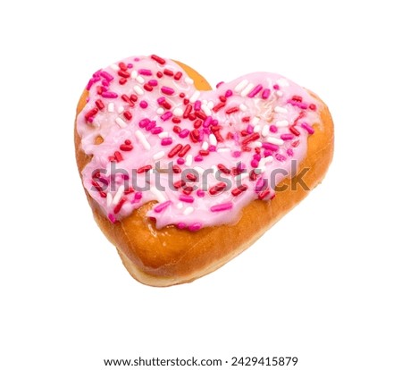 Valentines Day Heart Doughnut in a white background