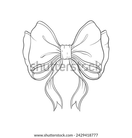 Vector hair bow. Drawn in a manual style sketch, bow in a linear style. Graphic illustration.