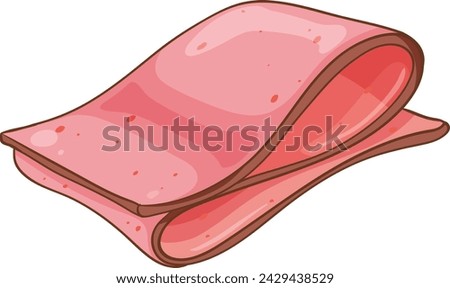 Cartoon vector of a folded ham slice