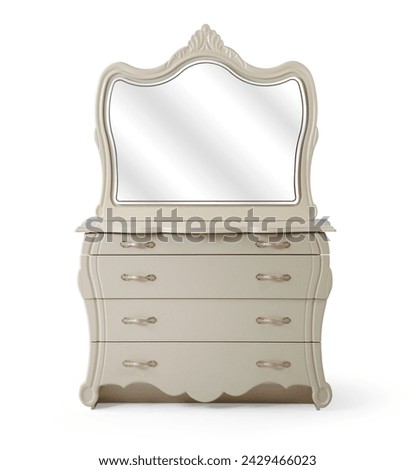classic Bed dressing table and mirror isolated on white background . front view