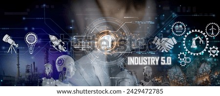 Concept of using artificial intelligence In industrial work, business, production, Industry 5.0