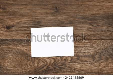 Wedding invitation card mockup  on wood table. Blank card mockup