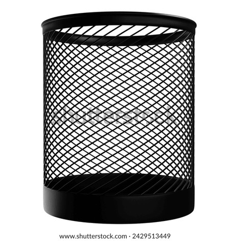 Black office trash bin isolated on a white background with a blank white screen Mockup a clipping path