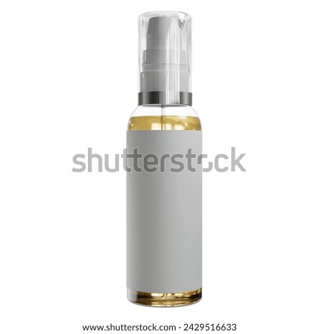 Cosmetic bottle of perfume container isolated on a white background with a blank white screen Mockup a clipping path