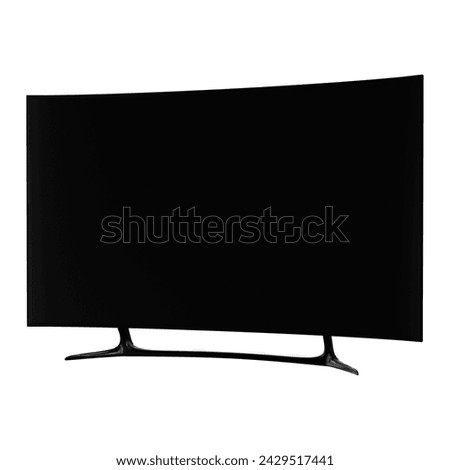 Curved LCD TV with 50' screen isolated on a white background with a blank white screen Mockup a clipping path