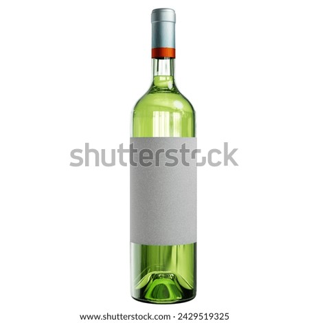 Bottle of wine isolated on a white background with a blank white screen Mockup a clipping path