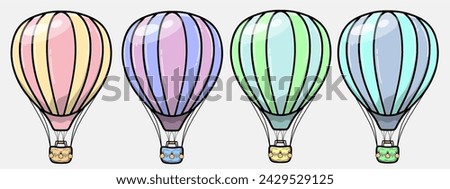 Air Balloon Set Clip Art Vector Illustration Sketch