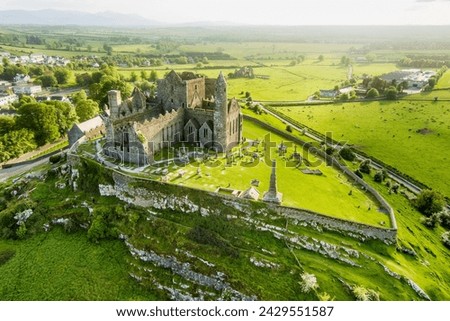 The Rock of Cashel, also known as Cashel of the Kings and St. Patrick's Rock, a historic site located at Cashel, County Tipperary. One of the most famous tourist attractions in Ireland. Royalty-Free Stock Photo #2429551587