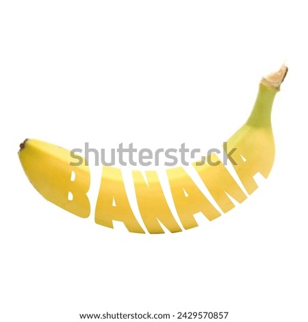 written yellow banana logo, yellow text banana, show banana fruit graphic design logo, icon or text