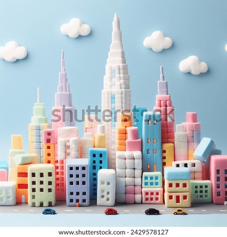 Marshmallow City, the miniature city in which all the buildings are constructed with colorful marshmallows