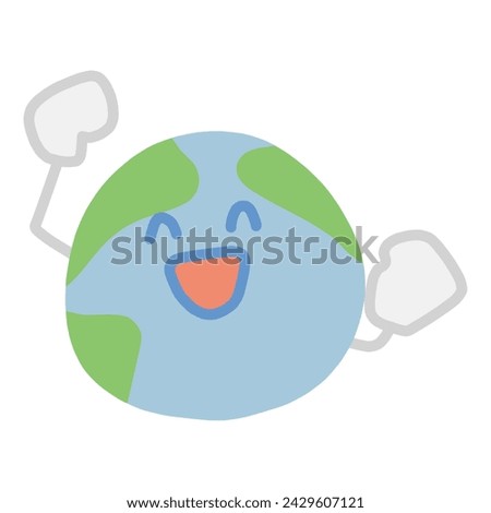 Illustration of a cute deformed character of the earth in a joyful pose.